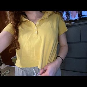 Yellow Crop Collared Tee